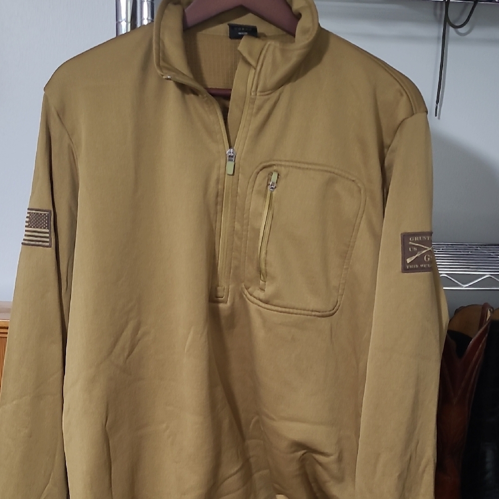 Grunt Style Tan Quarter-Zip Sweatshirt, Coyote Tan Size XL